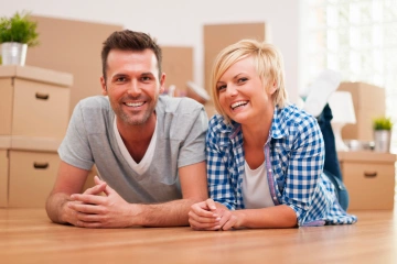 A couple lying on floor