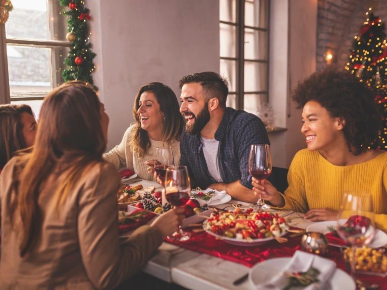 Group of friends dining together